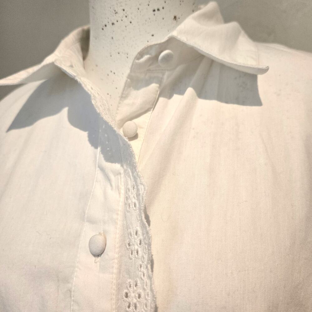 NWT River Island UK White Cotton Ruffle Eyelet Button-Up Mini Dress UK 14 US 10 - Picture 6 of 11